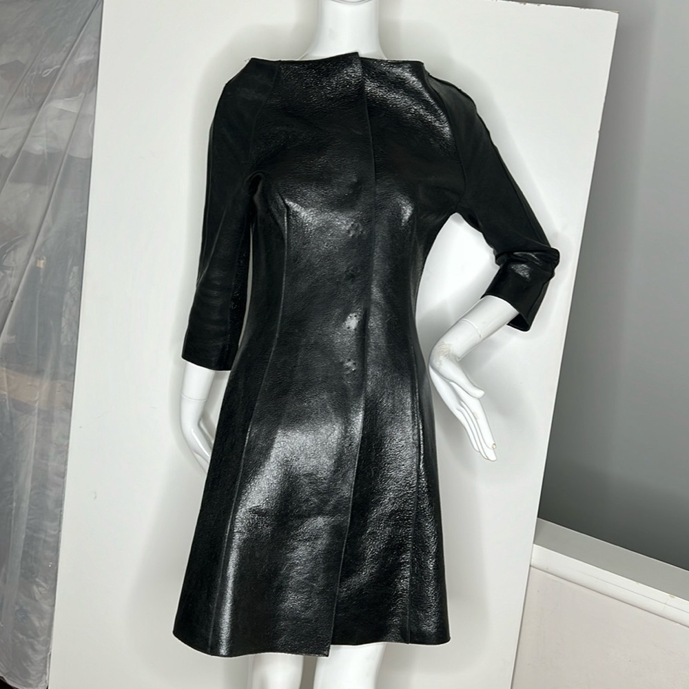 Kaufmanfranco 021 Sz 6/42 Black Distressed Knee Length Coat Dress
